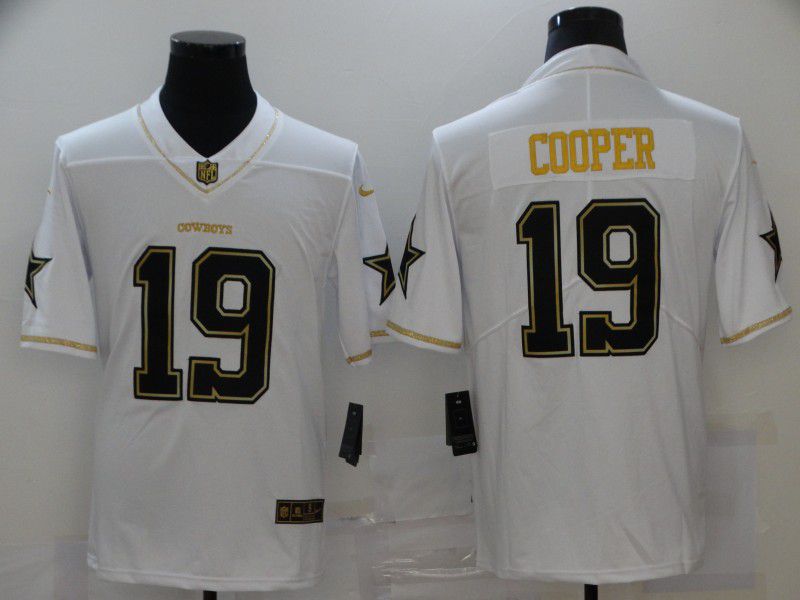 Men Dallas cowboys #19 Cooper White Retro gold lettering 2020 Nike NFL Jersey